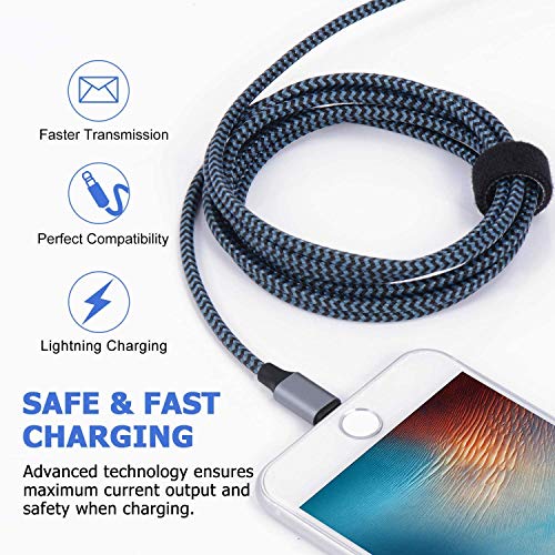 Sundix iPhone Charger, 3Pack 9ft Lightning Cable iPhone Charger Cable Nylon Braided Charging Cord Compatible iPhone 14/13/12/12Pro/12ProMax/11/11Pro/11Pro MAX/XS/XS MAX/XR/X/8/8Plus/7/7Plus and More