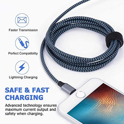 Sundix iPhone Charger, 3Pack 9ft Lightning Cable iPhone Charger Cable Nylon Braided Charging Cord Compatible iPhone 14/13/12/12Pro/12ProMax/11/11Pro/11Pro MAX/XS/XS MAX/XR/X/8/8Plus/7/7Plus and More