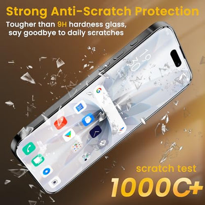 Romkasi 3 Pack Privacy Screen Protector for iPhone 17 6.3 Inch with 3 Pack Camera Lens Protector, Anti Spy Tempered Glass Film, Anti-Scratch, Touch Sensitive, Case Friendly - color: iPhone 17