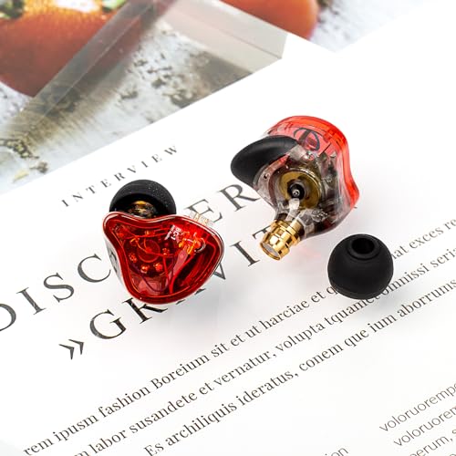 YINYOO CCZ Melody Gaming Earbuds Wired in Ear Hearphones with Microphone IEM HiFi Bass with 1DD 1BA Hybrid, Detachable Cable for Smartphones/PC/Tablet/Gaming/Video/Music/Calling (Red, with mic) - color: Red, size: 3.5mm-With Microphone, style: 3.5mm-With