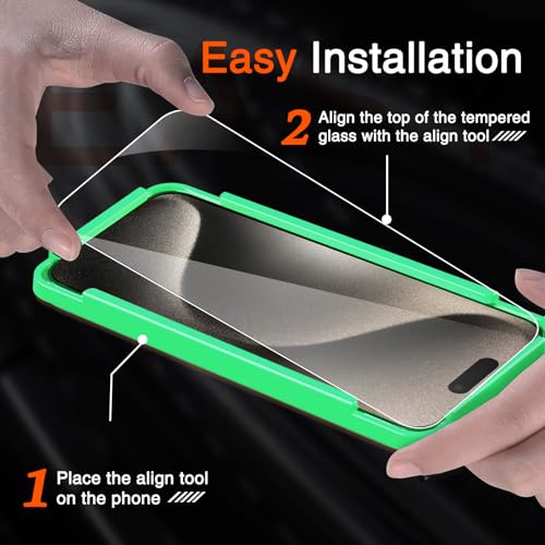 Milomdoi Screen Protector for iPhone 15 Pro Max,Tempered Glass | 3+3 Pack, 9H+ Hardness, Camera Lens Protector, Military Grade Shatterproof, Easy Installation, No Bubbles, Case Friendly - size: iPhone 15 Pro Max-6.7 Inch
