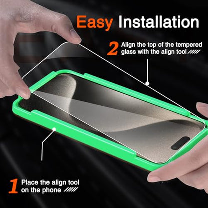 Milomdoi Screen Protector for iPhone 15 Pro Max,Tempered Glass - size: iPhone 15 Pro Max-6.7 Inch