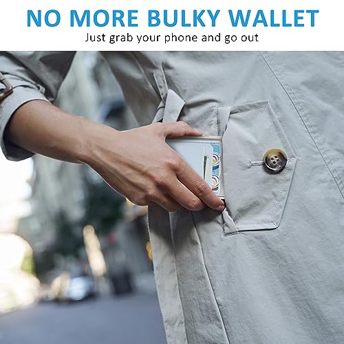Fulgamo Phone Wallet Stick on,Card Holder for Phone Case,Phone Card Holder - color: Baby Blue,White,Black