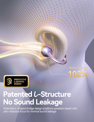 JOYROOM OE3 Clip-On Earbuds, Wireless Open Ear Earbuds Headphones, Auto L-R Recognition, Omni Tap Control, Immersive Sound, Ultra-Light 4.9g Fit,Comfortable ear buds for Workouts and Daily Use, Purple