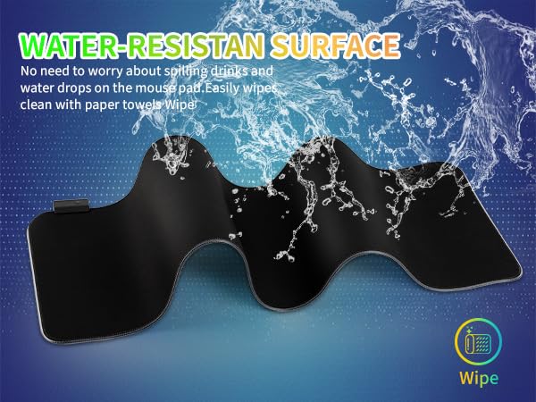 RGB Gaming Mouse Pad-14 Light Modes, Extended Soft LED Mouse Pad, Anti-Slip Rubber Base, Computer Keyboard Large Mousepad Mat, Waterproof Mousepads (25.6 * 11.6 Inch) - color: Black-A