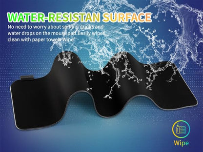 RGB Gaming Mouse Pad-14 Light Modes, Extended Soft LED Mouse Pad, Anti-Slip Rubber Base, Computer Keyboard Large Mousepad Mat, Waterproof Mousepads (25.6 * 11.6 Inch) - color: Black-A