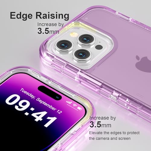 Follaroma for iPhone 14 Pro Max Case, Shockproof, Crystal Purple | Heavy Duty Shockproof Protection Phone Cases, Anti-Drop, Dual Layer Transparent Rugged Protective Cover, 6.7 inch - color: Purple, size: iPhone 14 Pro Max 6.7‘’