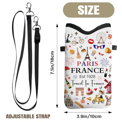 Cell Phone Sleeve Pouch with Adjustable Strap - Paris Gifts - color: Paris