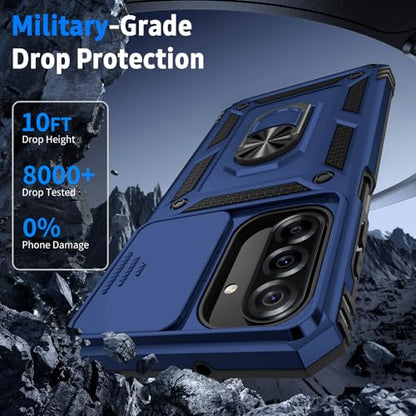 for Samsung Galaxy A36 5G Case with Camera Lens Cover, 10 FT Military Grade Drop Protection, Magnetic Ring Holder Kickstand Protective Phone Case, Navy Blue - color: Navy Blue, size: Galaxy A36 5G