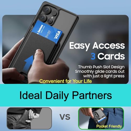 Magnetic for Samsung Galaxy S25 Ultra Wallet Case with Card Holder﻿ | Compatible with MagSafe, Shockproof Phone Cover with Detachable RFID Blocking Card Slot, Black - color: Black, size: S25 Ultra 6.9"