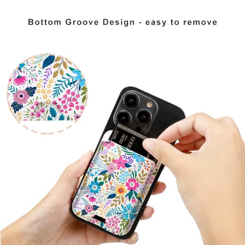 for MagSafe Wallet,Magnetic Card Holder for Phone Case - color: Blooming Flowers