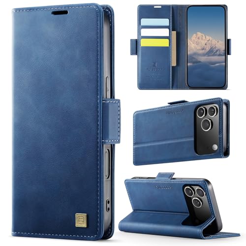 MirbyrnieWallet Case for iPhone 17 Pro Max 6.9'' RFID Blocking Credit Card Holder Magnetic Closure Kickstand PU Leather Flip Phone Case Shockproof TPU Inner Protective Cover Blue - color: Blue, size: iPhone 17 Pro Max