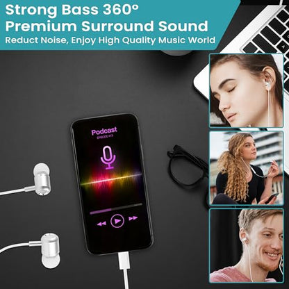 TRON Wired Headphone with Aux & Type-C & L Connector, Microphone, Noise-Isolating, (Earbuds with USB-C and Mic- Carrying case Included TR72) - style: Earbuds with USB-C and Mic- carrying case included TR72