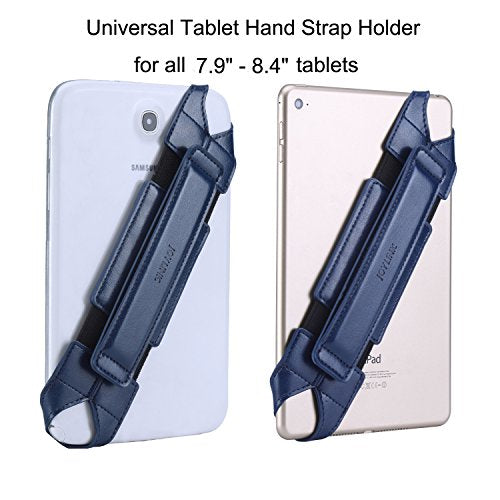 joylink iPad Hand Holder Strap, 360 Degrees Swivel Leather Handle Grip with Elastic Belt, Secure & Portable for 7.9" Tablets (Samsung, iPad mini),Blue - color: Blue