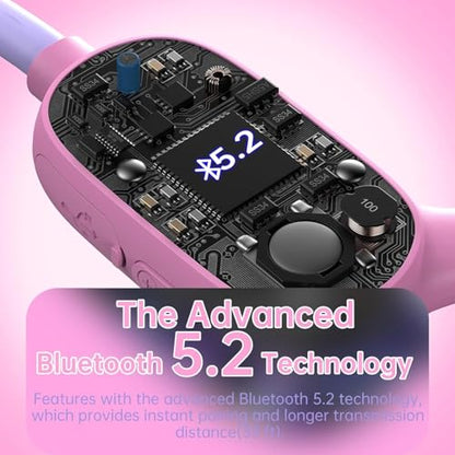 Mehomeli Kids Headphones, Bluetooth 5.2 Air Conduction Open Ear Headphones, 85dB Volume Limiting, Blue Pink - color: Blue Pink