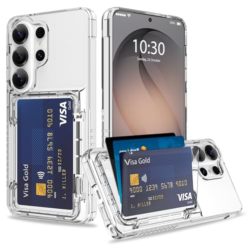 Wallet Case for Samsung Galaxy S26 Ultra with 3 Credit Card Holder | Slot Shockproof Hybrid Heavy Duty Protection Clear Phone Cover Compatible with Galaxy S26 Ultra 6.9 Inch (Clear) - color: Clear, size: Samsung Galaxy S26 Ultra