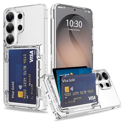 Wallet Case for Samsung Galaxy S26 Ultra with 3 Credit Card Holder | Slot Shockproof Hybrid Heavy Duty Protection Clear Phone Cover Compatible with Galaxy S26 Ultra 6.9 Inch (Clear) - color: Clear, size: Samsung Galaxy S26 Ultra