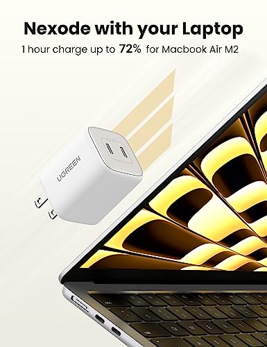 UGREEN 45W USB C Charger, Nexode 2 Port GaN Foldable PPS Wall Charger Block Support Samsung Super Fast Charging 2.0 for Galaxy S25/S24/Note 20, iPhone 16/15/14, iPad, MacBook, Steam Deck (White) - color: White