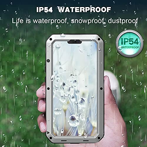 for iPhone 13 Case, 360 Full Body Protective Cover Heavy Duty Shockproof Tough Armour Aluminum Metal Case with Silicone Built-in Screen Protector for Apple iPhone 13 6.1 Inch - Silver - color: Silver