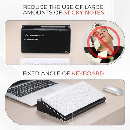 TOWON Compact Glass Desktop Whiteboard with Storage 12x7 in, Black - color: Black