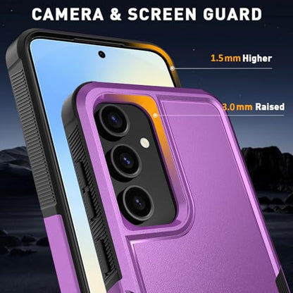 Vinve for Samsung Galaxy S25 FE Case with HD Screen Protector, Military-Grade Shockproof & Dual-Layer Protection, Anti-Slip Grip Design Phone Case, Purple - color: Purple