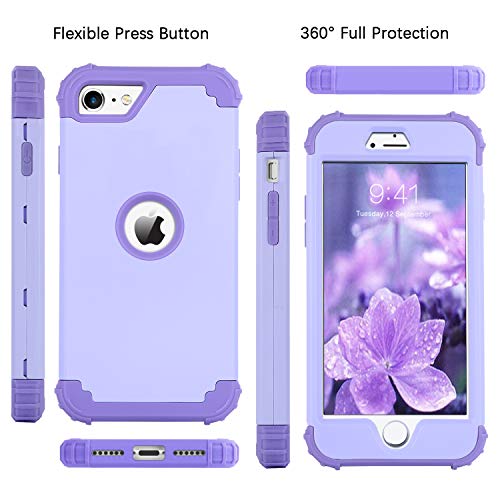 BENTOBEN for iPhone SE 2022 Case and iPhone SE 2020 Case, Heavy Duty 3 in 1 Full Body Rugged Shockproof Hybrid Hard PC Soft Rubber Case for iPhone SE 3rd/2nd Gen, Light Purple/Lavender - color: A Light Purple/Lavender