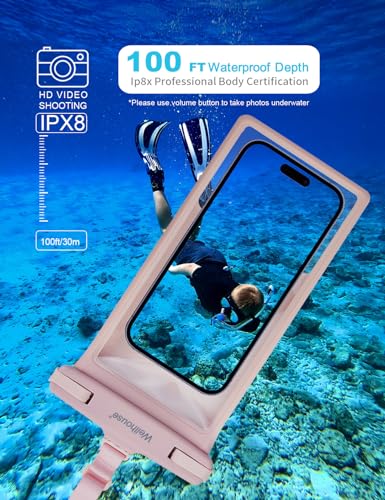 wellhouse Waterproof Phone Pouch, Waterproof Phone Case for iPhone 17 16 15 14 13 Pro Max XS Samsung, IPX8 3D Cellphone Dry Bag Beach Essentials (2 Pack - Blue & Pink8.0, 8 inch) - color: 2 Pack - Blue & Pink8.0"