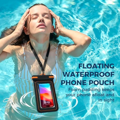 Wokyo IPX8 Waterproof Phone Pouch, Dual Pocket Floating Case for 7.2" Max Pink Full Touchscreen Response Secure Seal Dry Bag Lanyard Essential for Pool & Cruise Vacations - color: Pink