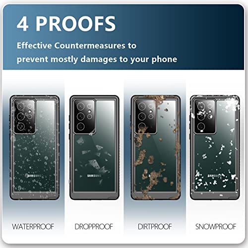 SPIDERCASE Designed for Samsung Galaxy S22 Ultra Case 6.8", Blue/Clear | [IP68 Waterproof] [Built-in Screen Protector] Full Sealed Protection Heavy Duty Shockproof Case - color: Blue