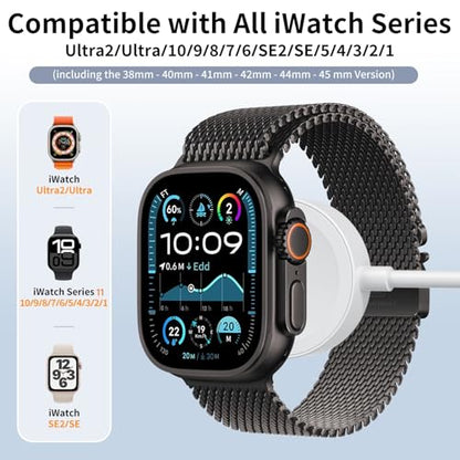 EGK 6.6FT USB-C Magnetic Charger for Apple Watch with 20W Power Adapter