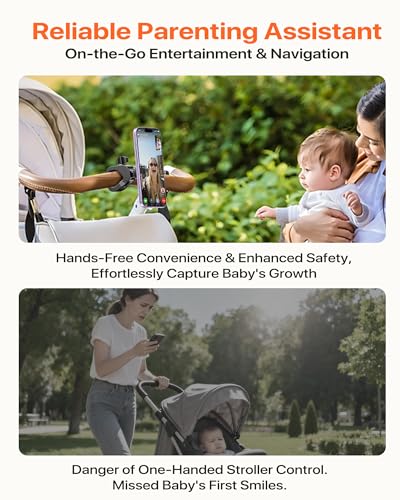 Magnetic Phone Holder Clamp Mount:[24*N55 Magnet] Rotatable Handlebar Accessories for MagSafe for Stroller,Peloton,Steering Wheel,Push Cart,Treadmill,Fit for iPhone 12-17 Series