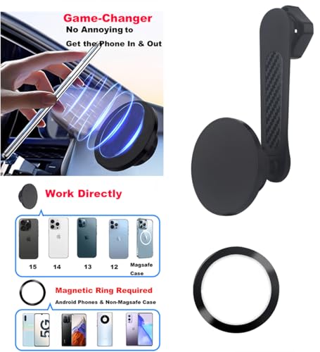 17mm Magnetic Ball Phone Mount Holder for Magsafe Phones, with Aluminium Extension Arm for Car Air Vent CD Slot Mount (4.26" Metal Arm)