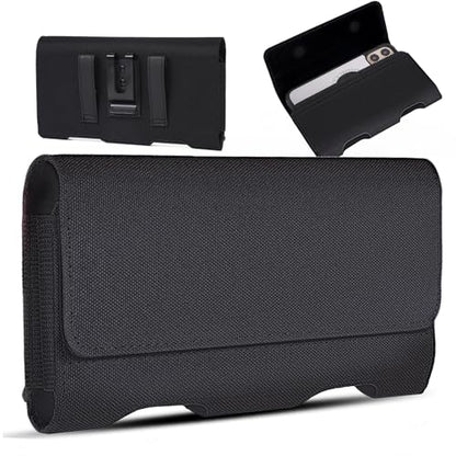 BECPLT Compatible with iPhone 13 Mini 12 Mini SE2 8 7 6 6s Holster Case, Nylon Holster Belt Case with Clip/Loops Belt Pouch Holder for iPhone SE 2022 8 7 6 6s Galaxy S7 - Built in ID Card Slot - color: Black-Nylon, size: S (5.8" x 3" x 0.5")