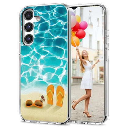 for Samsung Galaxy S24 FE Case for Girl Women Men, Full Protective Shockproof Slim Soft TPU Clear Phone Cover Cases with Design for Galaxy S24 FE,I Love Summer Vacation Blue Sea Beach - color: Vacation blue sea sunglasses