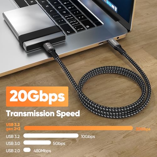 USB C 3.2 Gen 2 Cable 10ft, 4K@144Hz/ 20Gbps/ 100W - size: 10ft