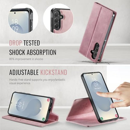 for Samsung Galaxy S26 5G 2in1 Detachable Wallet Case, Pink | Compatible with Magsafe, Magnetic, RFID Blocking Card Holder, Shockproof, Kickstand, Wireless Charging, PU Leather Flip Cover - color: (Detachable 2 in 1)-Pink, size: Galaxy S26