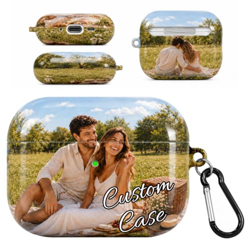 Custom Picture Case for AirPods Pro 3 (2025), Personalized Photo Logo Name Text Glossy Hard PC Cover for Air Pods Pro 3rd Generation with Keychain Cleaning Kit, Shockproof & Scratch-Resistant - size: AirPods Pro 3