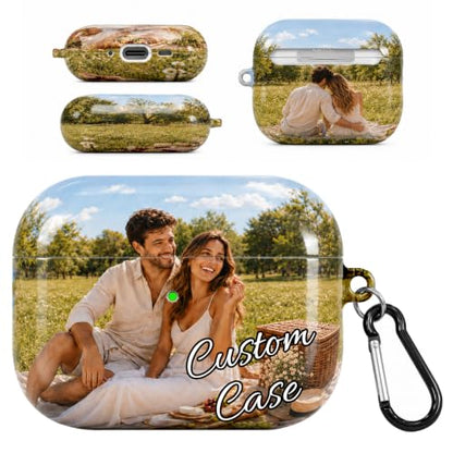 Custom Picture Case for AirPods Pro 3 (2025), Personalized Photo Logo Name Text Glossy Hard PC Cover for Air Pods Pro 3rd Generation with Keychain Cleaning Kit, Shockproof & Scratch-Resistant - size: AirPods Pro 3