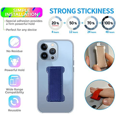 Phone Grip Holder for Hand, Universal Finger Strap Phone Holder, Finger Selfie Grip Compatible with Most Smartphones (Blue) - 2Pack - color: Blue