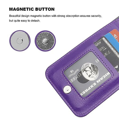 KIHUWEY for iPhone 14 Pro Max Wallet Case Card Holder, Dark Purple | Credit Card Slots, PU Leather, Kickstand, Magnetic, Flip Heavy Duty Protection Cover for Men and Women - color: Dark Purple
