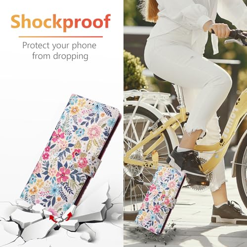 UEEBAI Wallet Case for Samsung Galaxy S23 5G, PU Leather Phone Case Kickstand RFID Blocking Flip Case with Card Slots Wrist Strap Relief Engraved Pattern Magnetic Closure Folio Case - Multi-Flower - color: Multi-Flower, size: Samsung Galaxy S23 5G