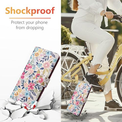 UEEBAI Wallet Case for Samsung Galaxy S23 5G, PU Leather Phone Case Kickstand RFID Blocking Flip Case with Card Slots Wrist Strap Relief Engraved Pattern Magnetic Closure Folio Case - Multi-Flower - color: Multi-Flower, size: Samsung Galaxy S23 5G