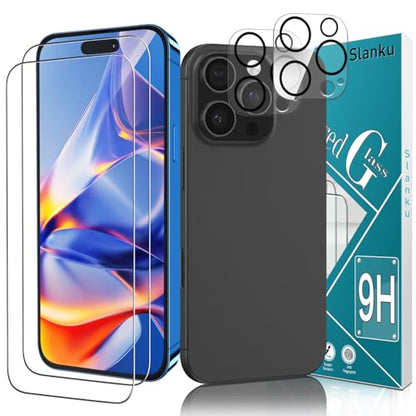 Slanku for iPhone 16 Pro Max Screen Protector Tempered Glass Camera Lens