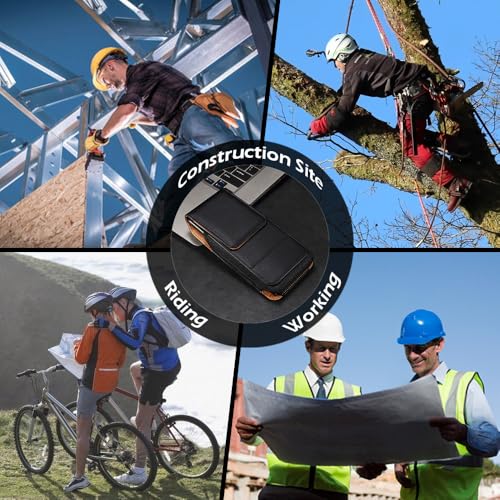 Universal Cell Phone Holster for Men Belt, Mobile Phone Belt Pouch, 6.1" Outdoor Travel Waist Bag Case with Belt Clip/Loop Credit Card Holder for iPhone 17/16/15/14/13/12 Samsung S26/S25/S24/S23/A41 - color: 6.1 Inch