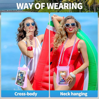 PEDVSTY Large Floating Waterproof Phone Pouch with Sealing Strip, Purple | Expandable Space, Double Seals, IPX8 Cell Phone Dry Bag, Touch Screen, Fit All Phones, Kayak Pool Beach Cruise Essentials - color: Purple, size: Large (Up to 8.5")