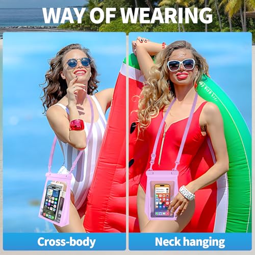 PEDVSTY Large Floating Waterproof Phone Pouch with Sealing Strip, Purple | Expandable Space, Double Seals, IPX8 Cell Phone Dry Bag, Touch Screen, Fit All Phones, Kayak Pool Beach Cruise Essentials - color: Purple, size: Large (Up to 8.5")