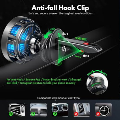 25W Cooling Magnetic Wireless Car Charger Air Vent Phone Holder