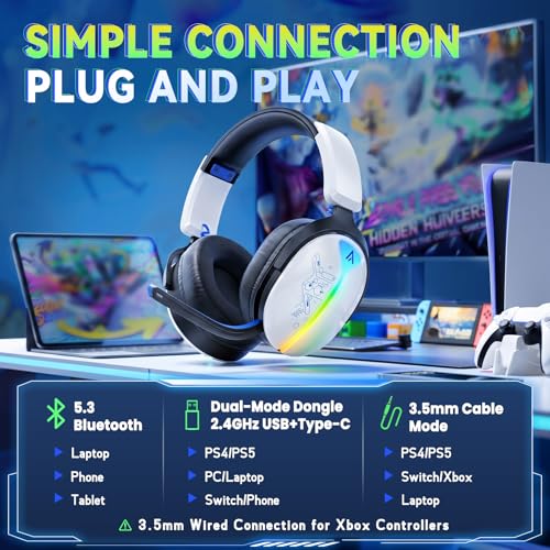 3-in-1 Wireless Gaming Headset, Mirror Gloss, 50mm Drivers, 7.1 Surround