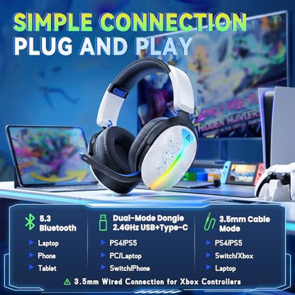 3-in-1 Wireless Gaming Headset, Mirror Gloss, 50mm Drivers, 7.1 Surround