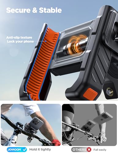JOYROOM Motorcycle Bike Phone Holder Mount, 1s Lock Bike Phone Holder - color: Orange